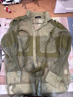 AKIRA Olive Sheer Panel Button-Down Shirt for Women's